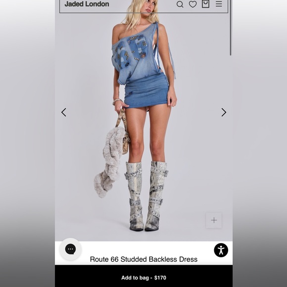 Route 66 Studded Backless Dress | Jaded London | Clothing - UK 12 / Blue